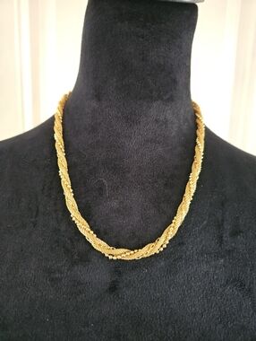 Vintage Napier Goldtone Woven Tube Chain 18"